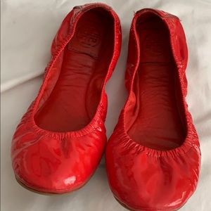 Tory Burch red patent flats